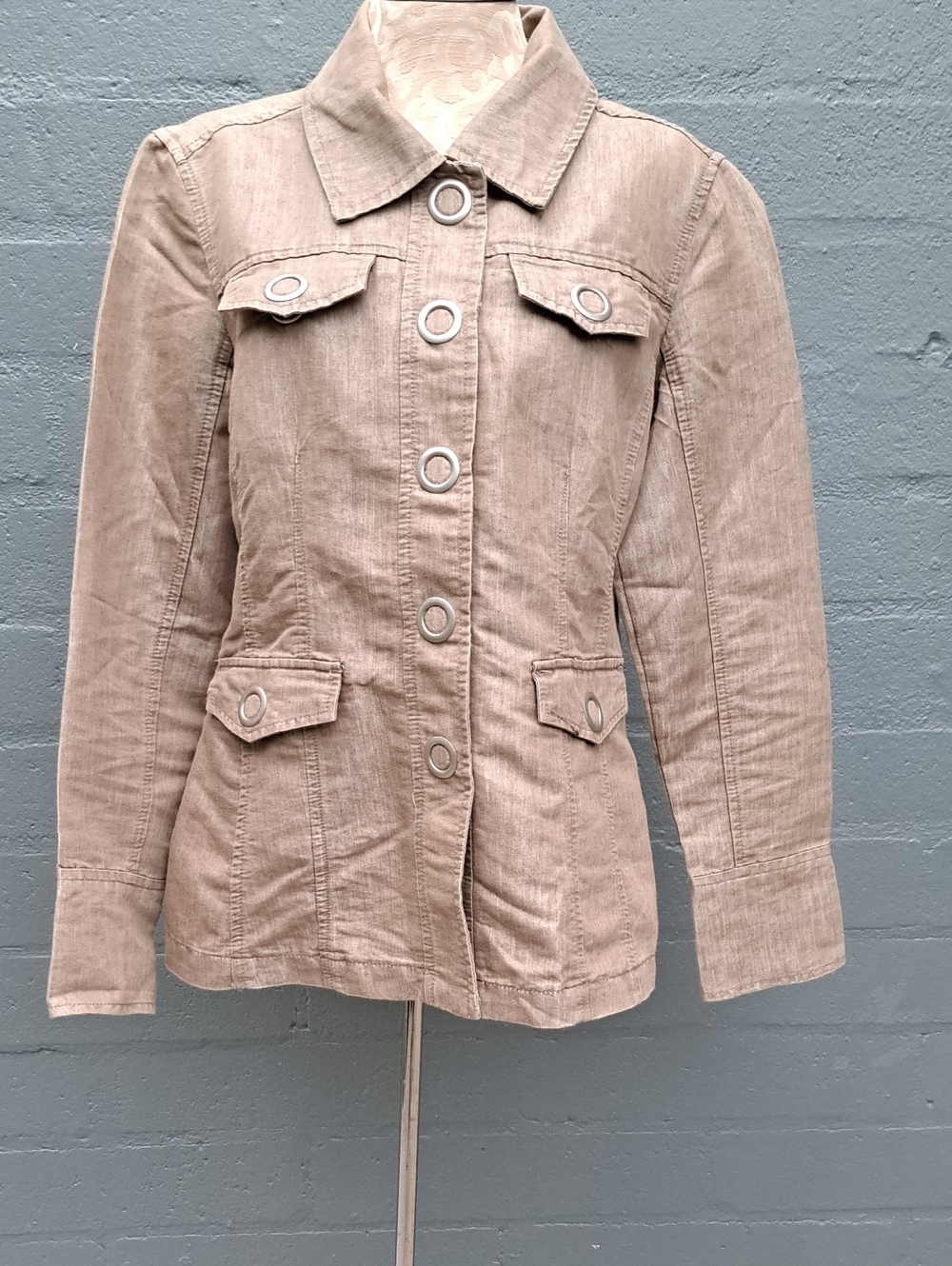 Live a Little Taupe Jean Jacket with Button Front